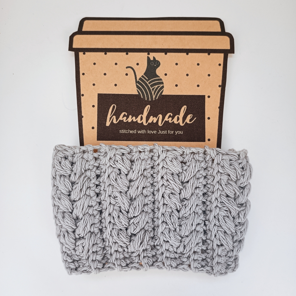 🤍Handmade Crochet Cup Cozy in Gray